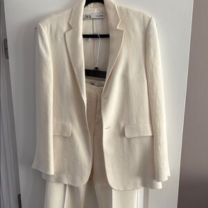 Zara linen Cream pant suit